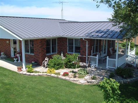 pictures of brick houses with metal roofs|metal roof on brick ranch.